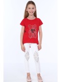 Girls\' T-shirt with a red teddy bear NDZ8309 - Online store - Boutique